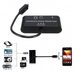 Type-C - USB / SD Card Reader Card Hub Adapter Supports SD, MMC, Micro SD, and More for Phone, Tablet, Laptop (Black)